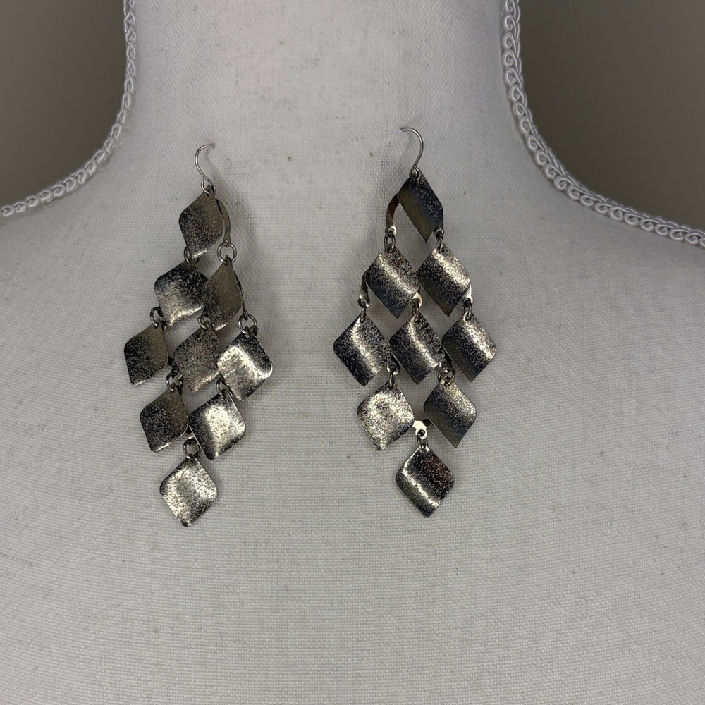 Silver Dangle “Waterfall” Pierced Earrings